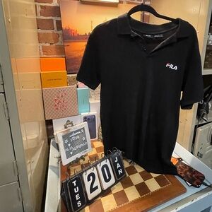 Vtg Fila black polo shirt